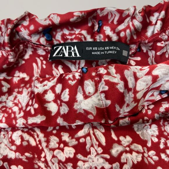 Zara Skirt Women's Size XS Midi Ditsy Floral A-line Flare Slits Side Cottage - Picture 2 of 5